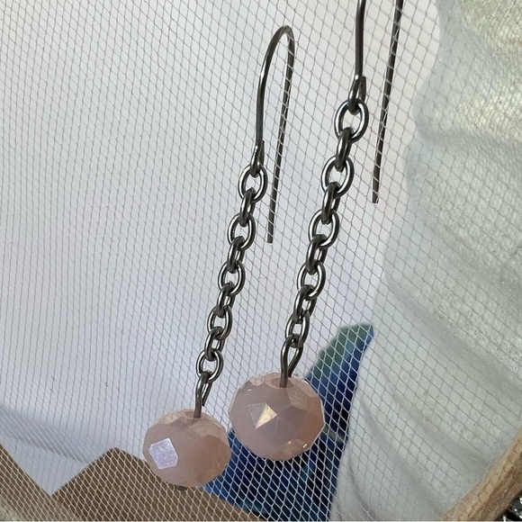 PINK Dangle Stainless Steel Chain Earrings - Picture 4 of 10